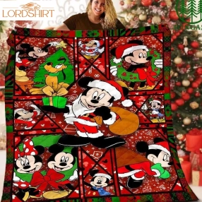 Limited Edition Mickey And Pluto Dog Xmas Quilt Blanket