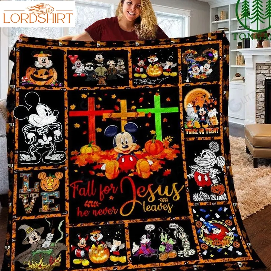 Limited Edition Mickey Fall For Jesus He Never Leaves Quilt Blanket