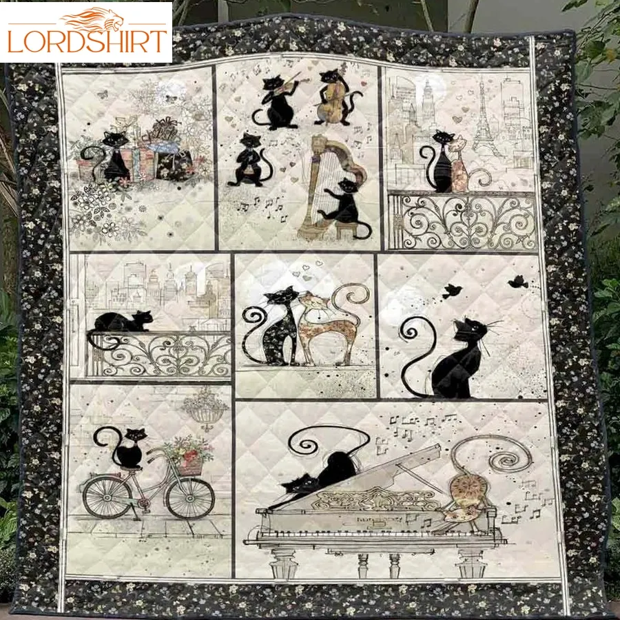 Little Black Cats Go With Everything 3D Customized Quilt