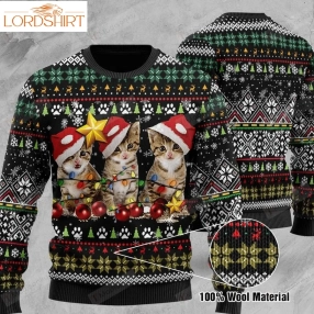 Little Cat Merry Christmas Ugly Christmas Sweater, All Over Print Sweatshirt