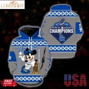 Los Angeles Dodgers Champions Mickey Mouse All Over Print Hoodie