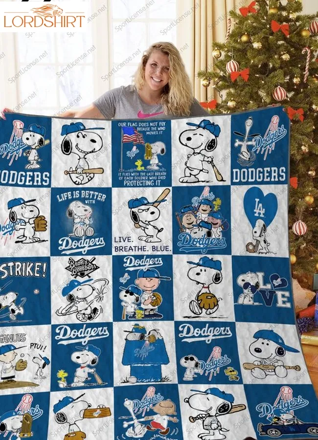 Los Angeles Dodgers Snoopy Quilt Blanket