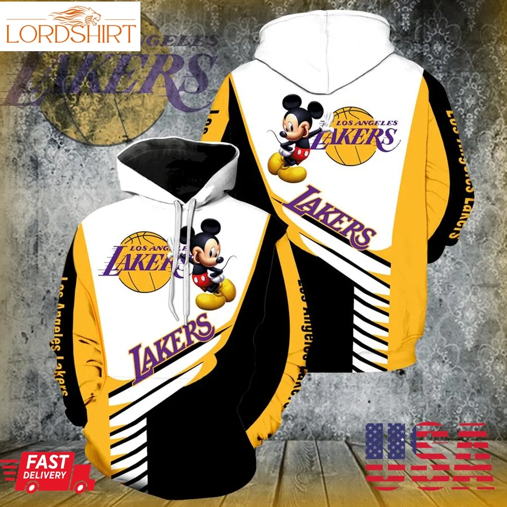 Los Angeles Lakers Mickey Mouse Over Print 3D Hoodie For Men And Women