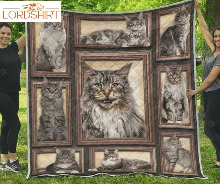 Maine Coon Cat Quilt Blanket Gift For Birthday Christmas Thanksgiving