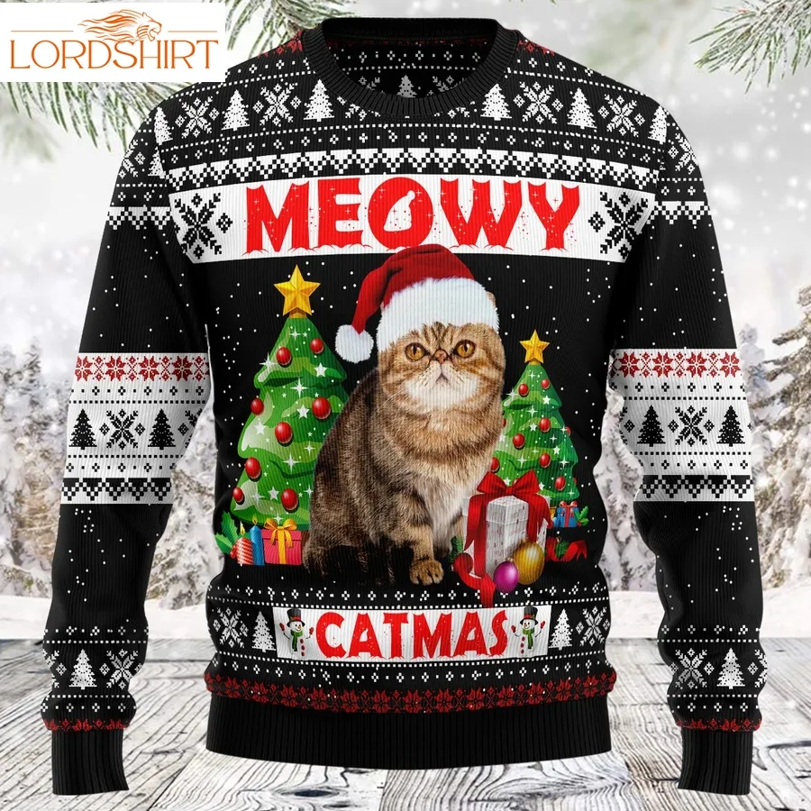 Meowy Christmas Tt8923 Unisex Womens And Mens, Couples Matching, Friends, Cat Lover, Cat Gift, Funny Family Ugly Christmas Holiday Sweater Gifts 