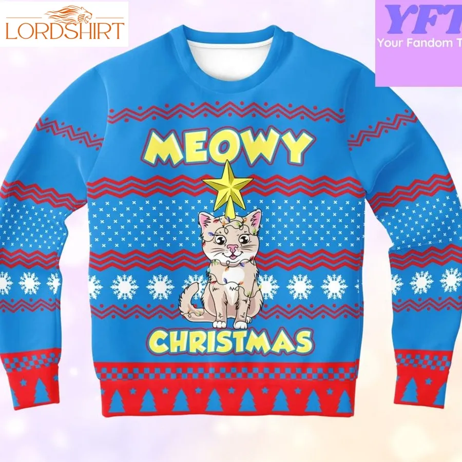 Meowy Meowy Catmas For Her Funny Cats Kitty 3D Ugly Christmas Sweater