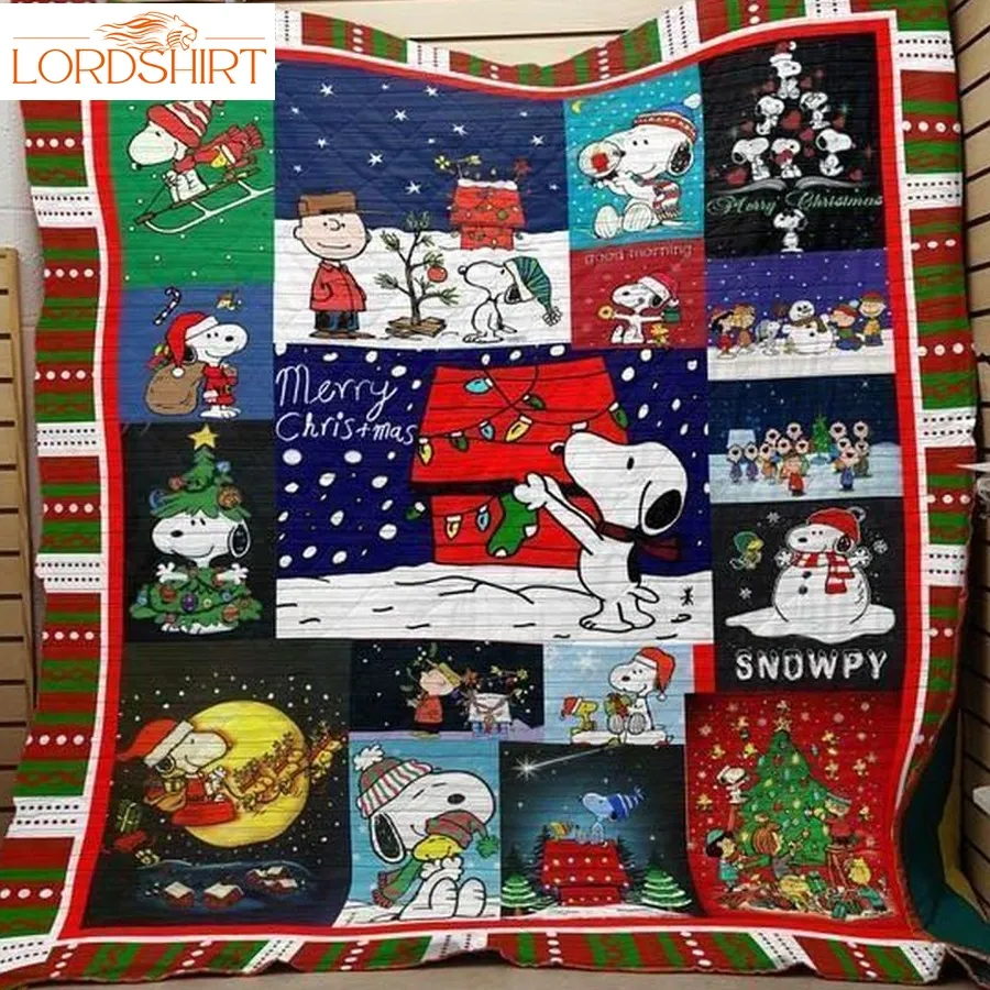 Merry Christmas Snoopy Fabric 3D Customized Quilt Blanket