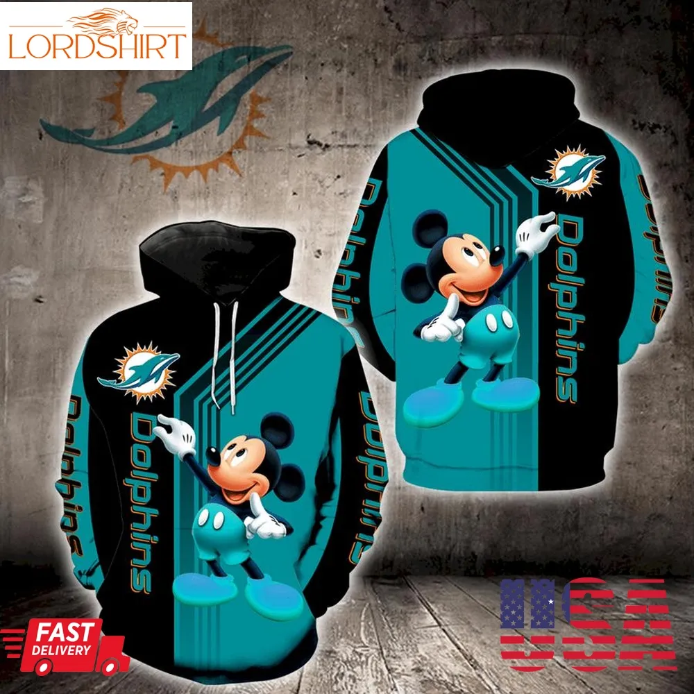 Miami Dolphins Mickey Mouse Full Print K1242 Hoodie Zipper Men Women