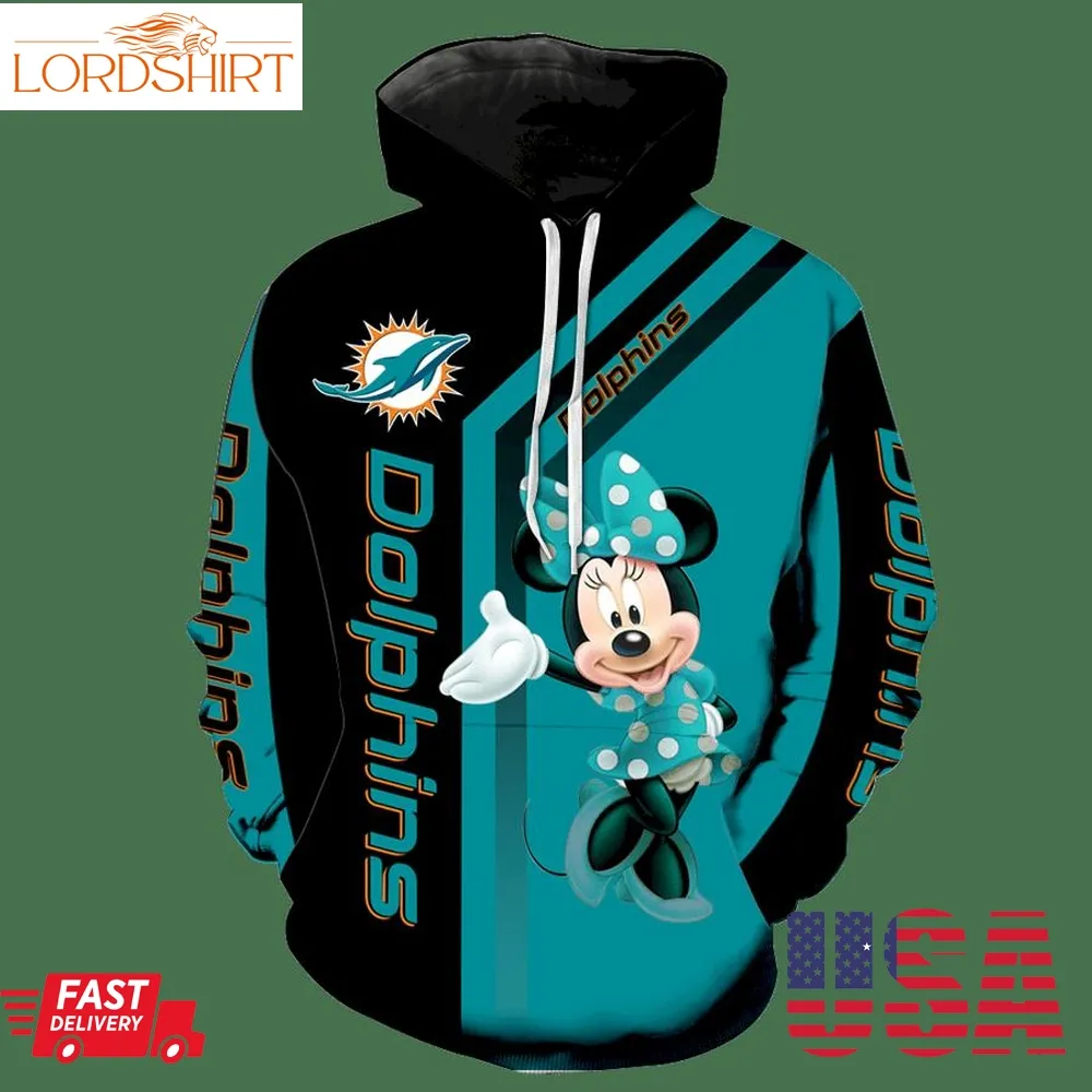 Miami Dolphins Minnie Mouse Full Print V1464 Hoodie Zipper Men Women