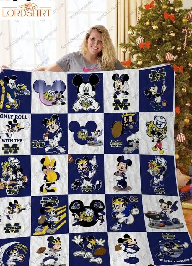 Michigan Wolverines Disney Quilt Blanket