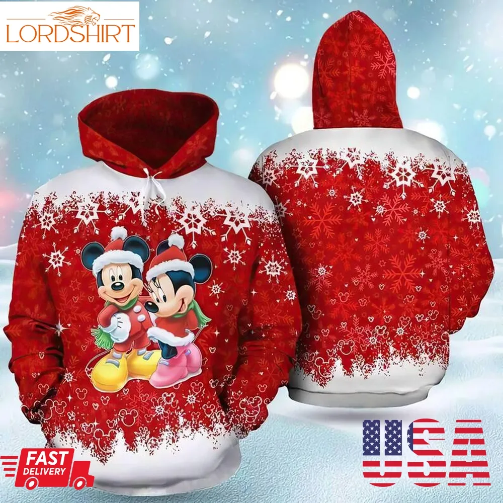 Mickey And Minnie 3D Christmas Fashion Full Printed Hoodie