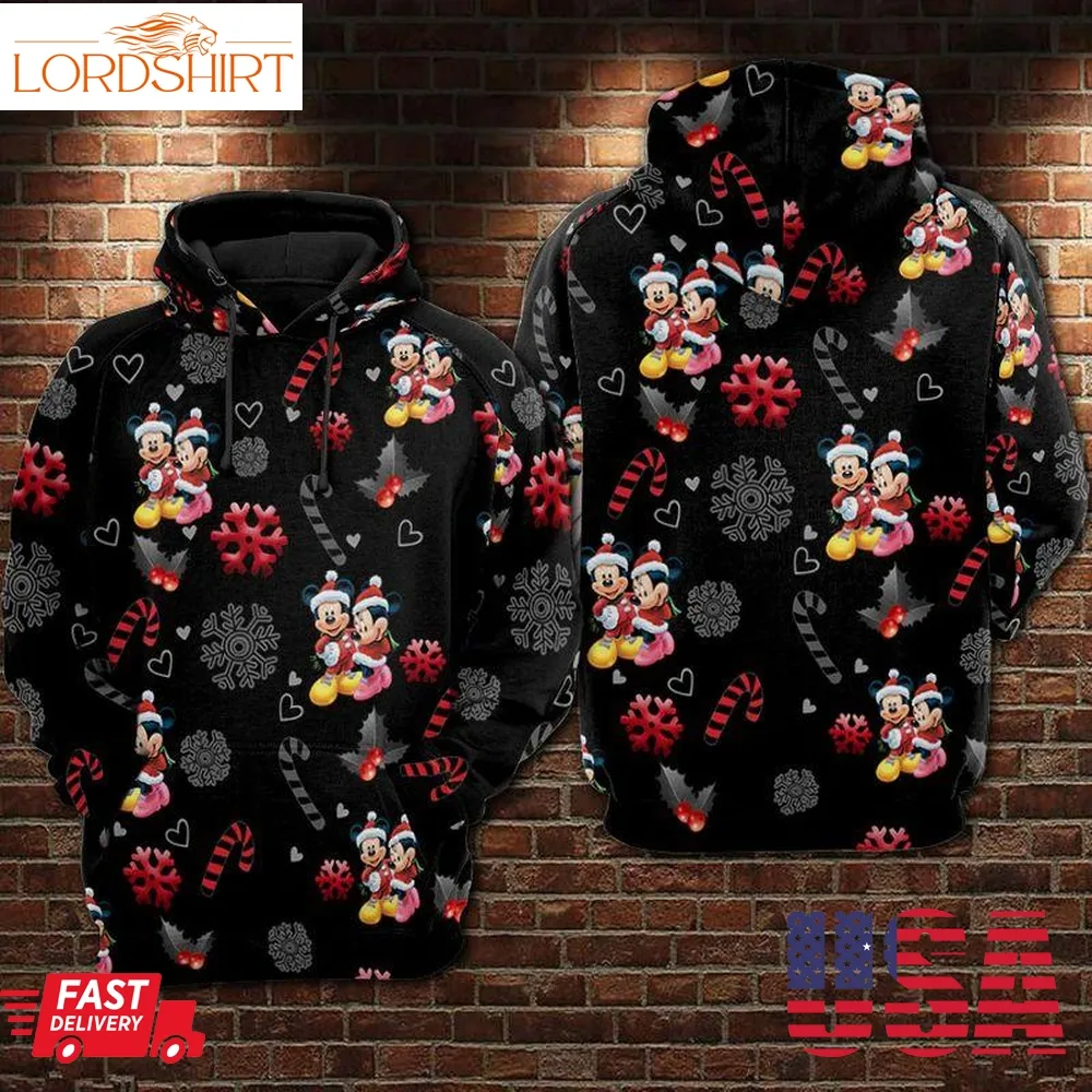 Mickey And Minnie Christmas Snowflake 3D Full Printed Hoodie