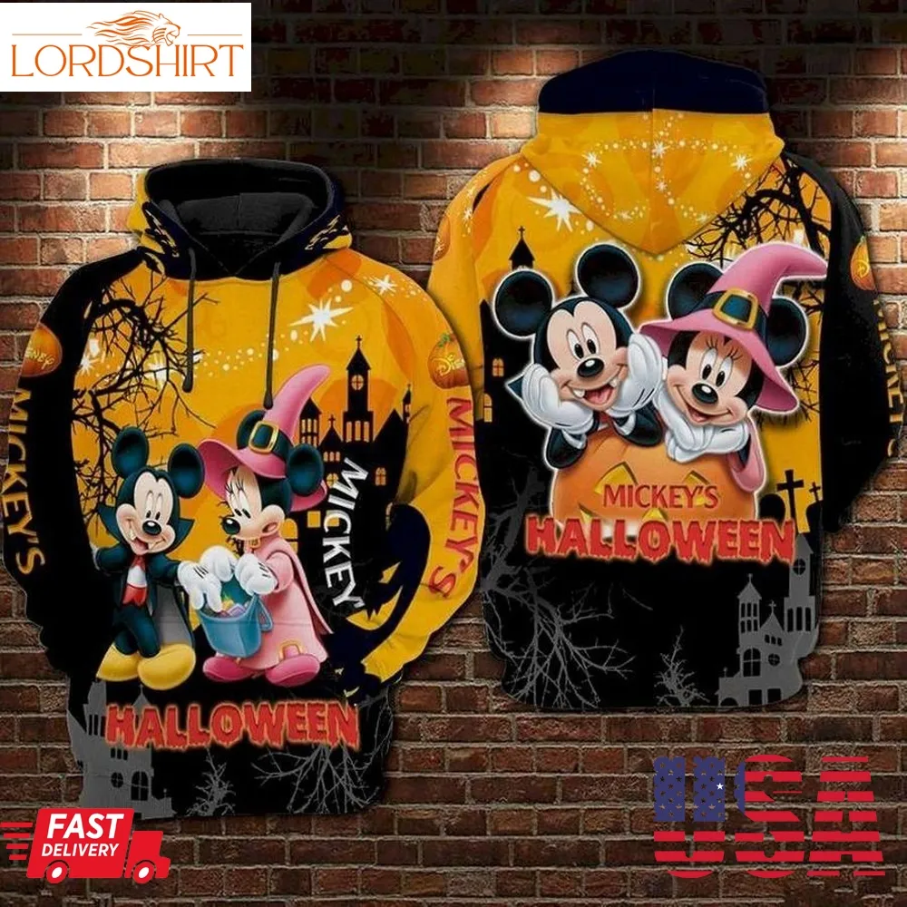 Mickey And Minnie In Halloween Costume Spider Web Hoodie Sweater Shirt