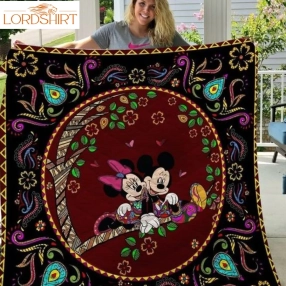 Mickey And Minnie Madhubani Fabric 3D Customized Quilt Blanket