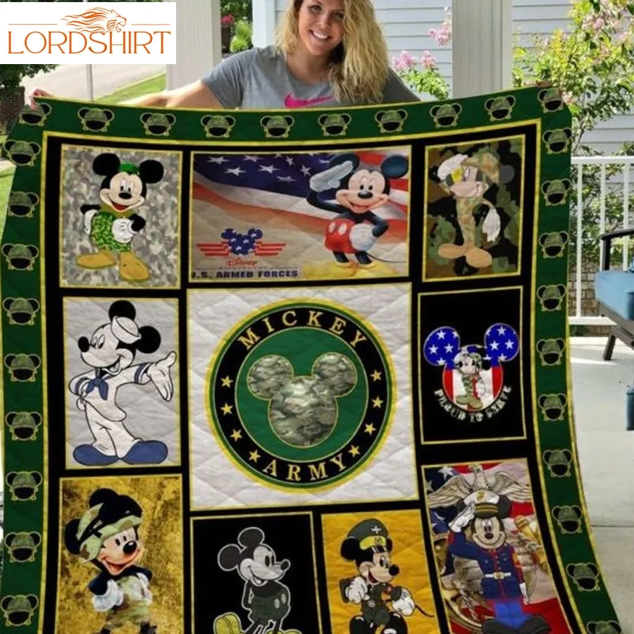 Mickey Army Military 3D Customized Quilt Blanket