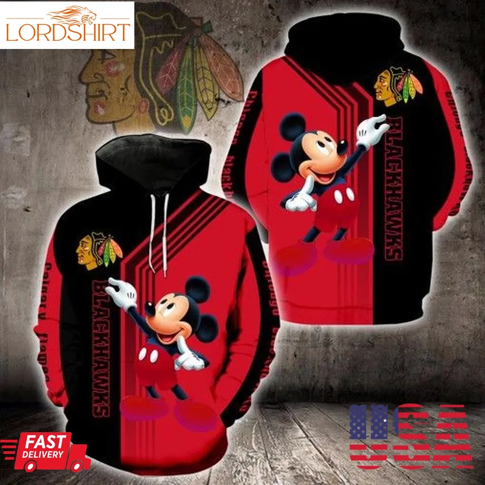 Mickey Chicago Blackhawks 3D Hoodie For Men For Women All Over Printed Hoodie