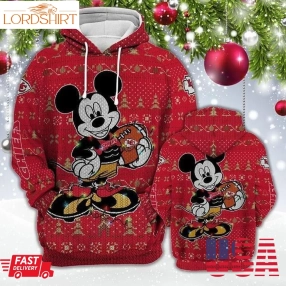 Mickey Disney Kansas City Chiefs Ugly Christmas Pullover And Zippered Hoodies