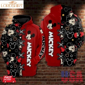 Mickey Mouse Disney Black Red Hoodie Sweater Shirt