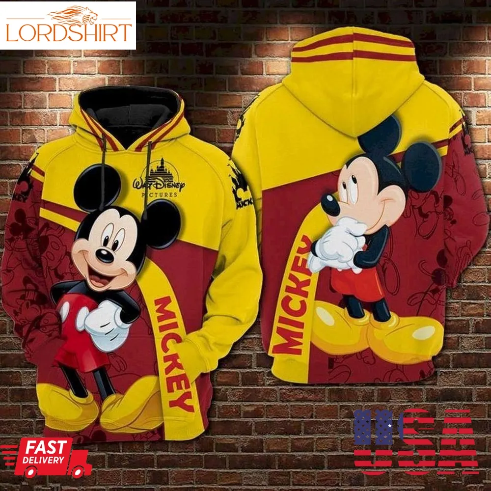 Mickey Mouse Disney Half Red Comic Hoodie Sweater Shirt