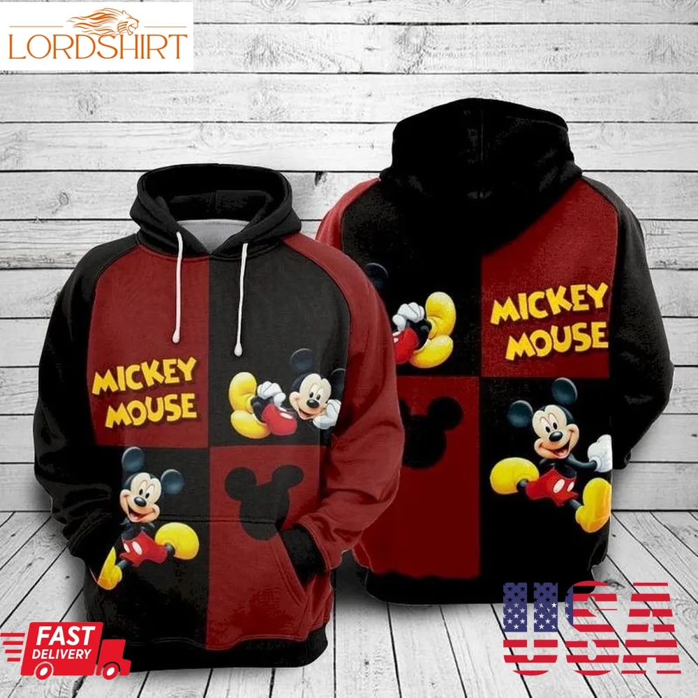 Mickey Mouse Disney Yellow Red Hoodie Sweater Shirt