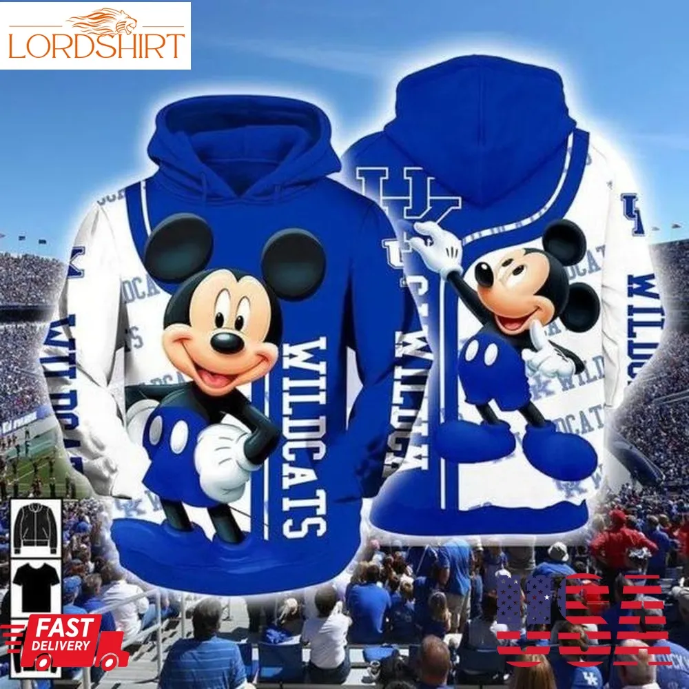 Mickey Mouse Kentucky Wildcats Ncaa 3D Full Printing Hoodie