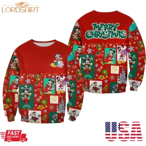 Mickey Mouse Pattern Xmas Red 2022 Christmas Disney Graphic 3D Sweater