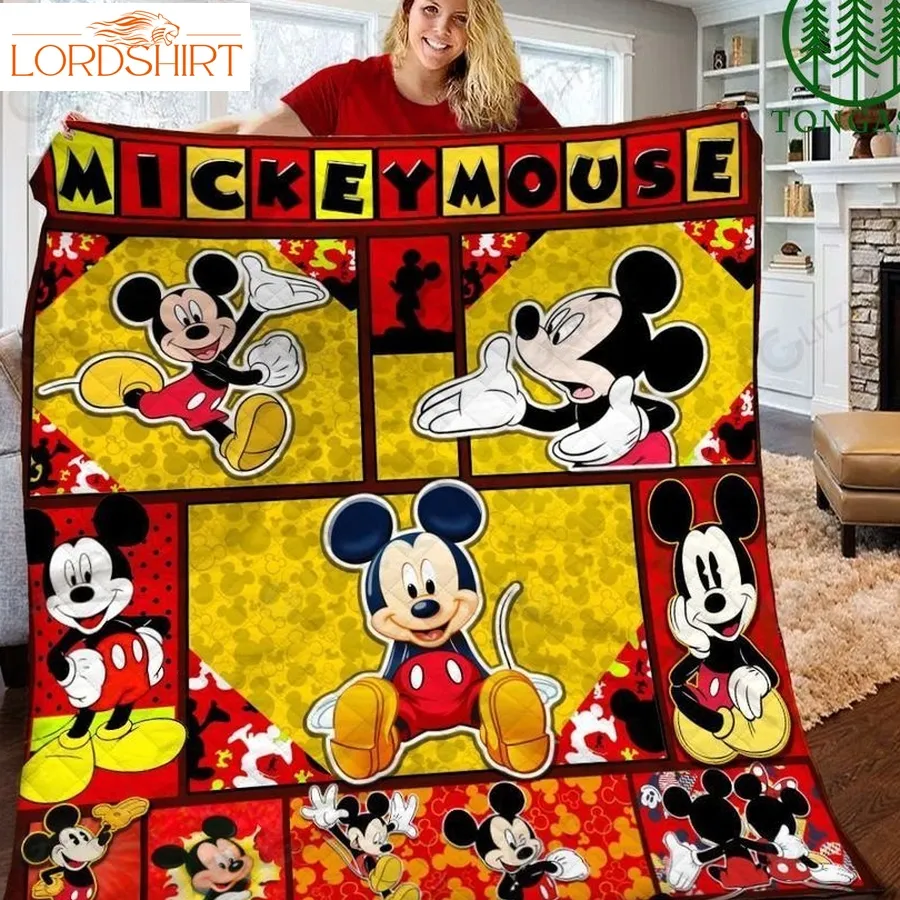 Mickey Mouse Red And Yellow Quilt Blanket