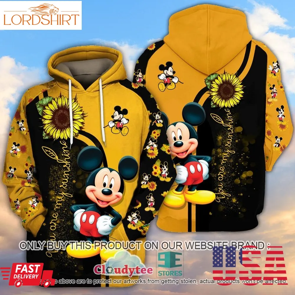 Mickey Mouse Sunflowers You Are My Sunshine 3D Hoodie  