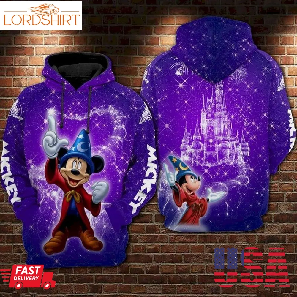 Mickey Mouse Wizard Disney Castle Hoodie Sweater Shirt