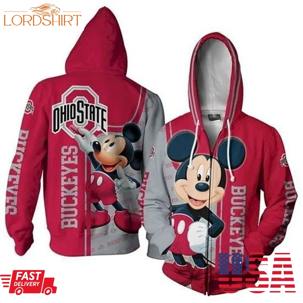 Mickey Ohio State Buckeyes Ncaa 3D Hoodie Sweatshirt