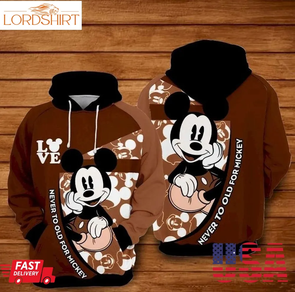 Mickey Walking Brown Hoodie Sweater Shirt