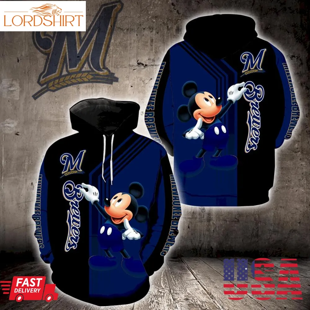 Milwaukee Brewers Mickey Mouse Full Print K1386 Hoodie