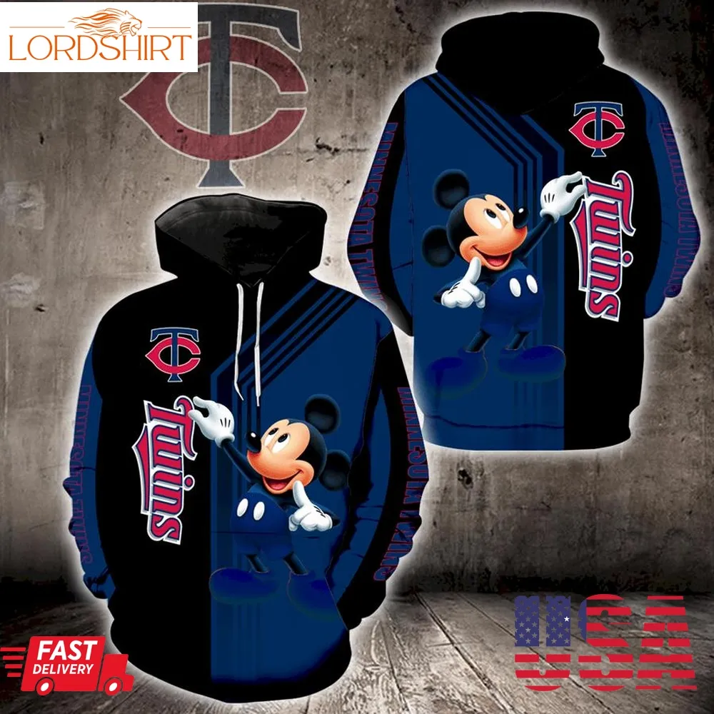 Minnesota Twins Mickey Mouse Full Print K1384 Hoodie And Zipper