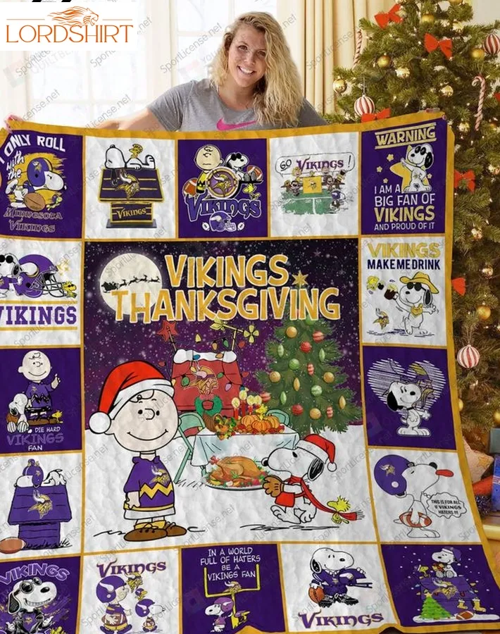 Minnesota Vikings Snoopy Quilt Blanket