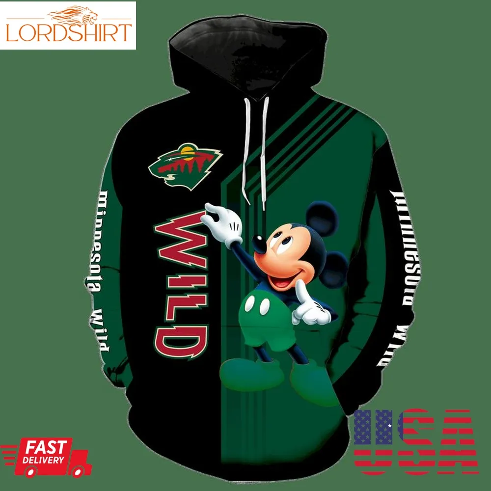 Minnesota Wild Mickey Mouse New Full All Over Print V1516 Hoodie