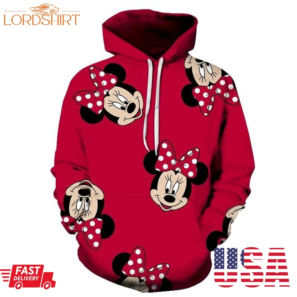 Minnie Mouse Face Cartoon 3D Sweatshirt Hoodie Pullover