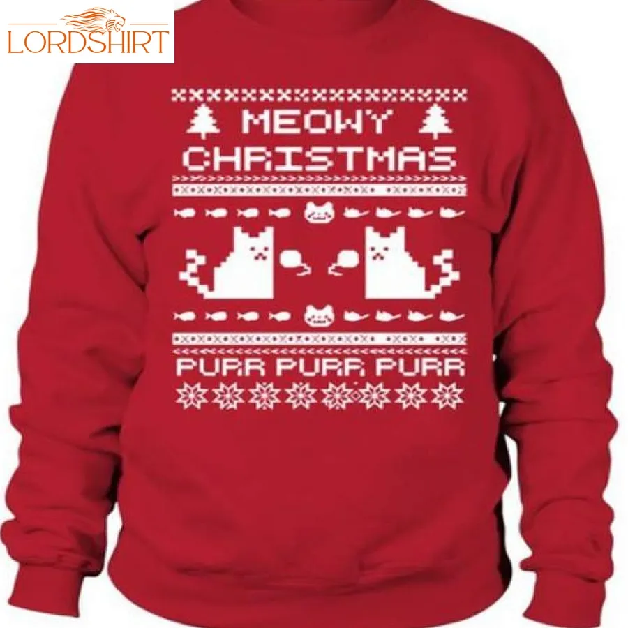 Moewy Christmas Purr Sweatshirt, Unisex Sweater, Gifts For Christmas, Gifts For Cat Lover, Best Friend Gift,Christmas Gift, Ugly Sweater, Christmas Ugly Sweater