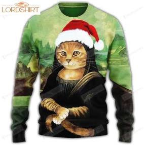 Mona Lisa Cat Ugly Christmas Sweater, All Over Print Sweatshirt