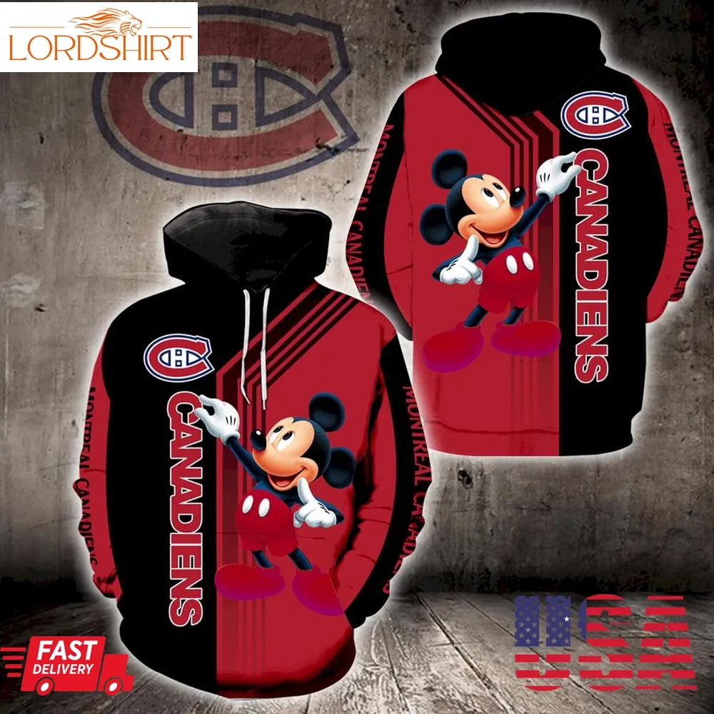 Montreal Canadiens Mickey Mouse Full Print V1539 Hoodie And Zipper