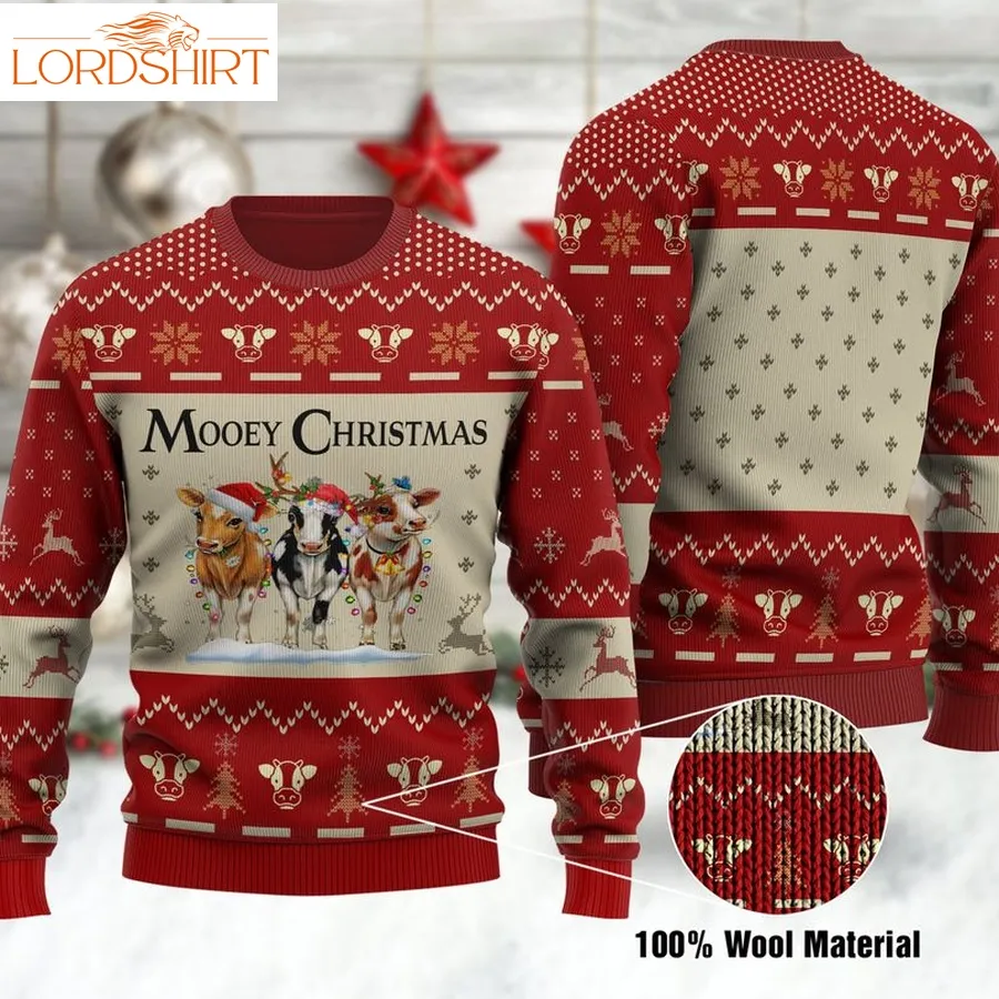 Mooey Christmas Ugly Sweater Cow Cattle