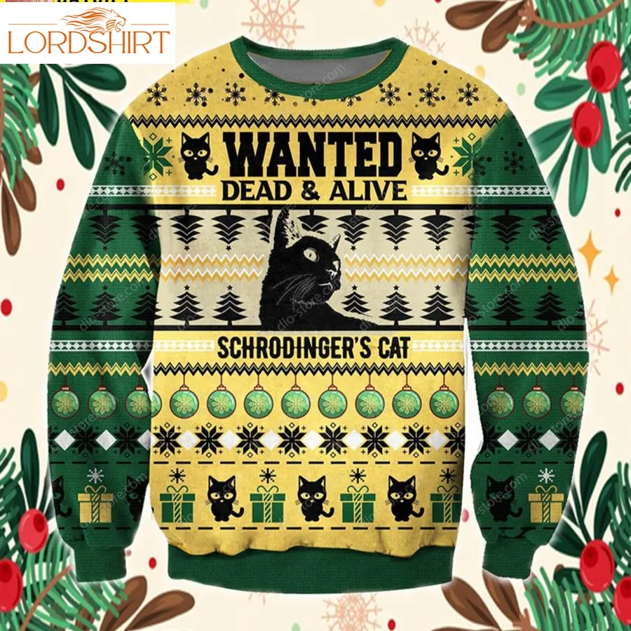 New Dead Alive Schrodinger's Cat Ugly Christmas Sweater