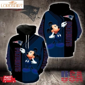 New England Patriots Mickey Mouse 3D Hoodie