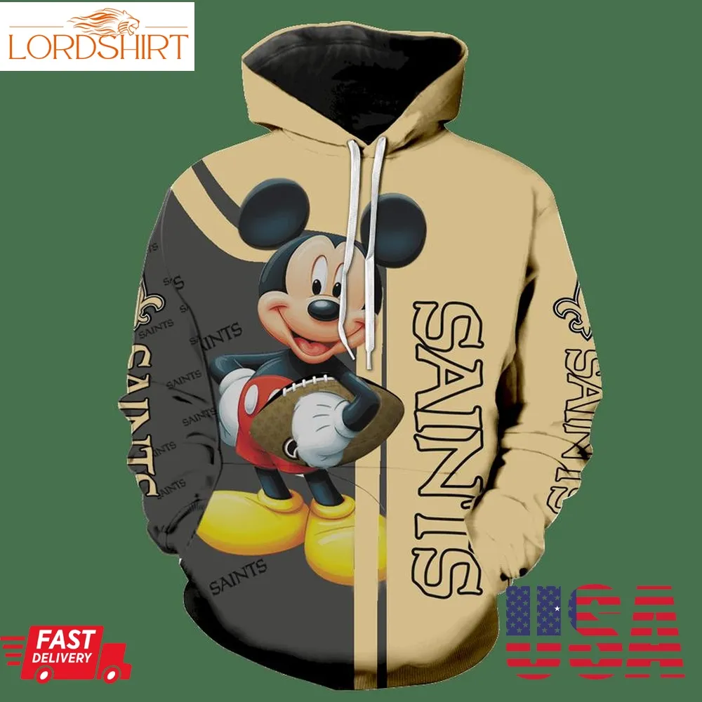 New Orleans Saints Mickey Mouse All Over Print K1049 Hoodie Zipper