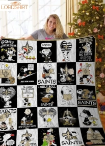 New Orleans Saints Snoopy Quilt Blanket