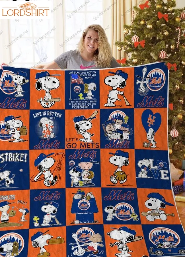 New York Mets Snoopy Quilt Blanket Ver Sp