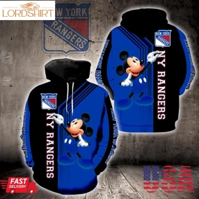 New York Rangers Mickey Mouse Full Print V1534 Hoodie And Zipper