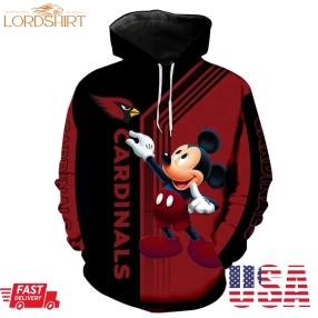 Nfl Arizona Cardinals Mickey Limited Full Printed 3D Hoodie