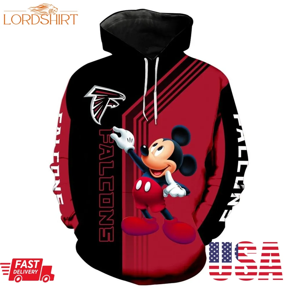 Nfl Atlanta Falcons Mickey Limited Full Printed 3D Hoodie