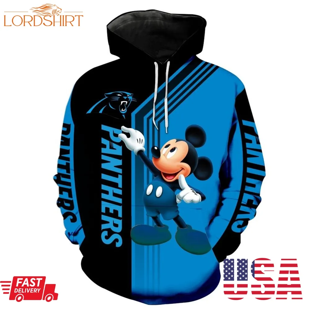 Nfl Carolina Panthers Mickey Limited Full Printed 3D Hoodie