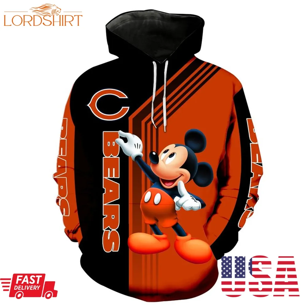 Nfl Chicago Bears Mickey Limited Full Printed 3D Hoodie